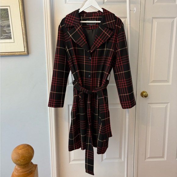 Le Château Black & Red Plaid Lined Coat Size XXL Large Black Lining - Picture 13 of 16